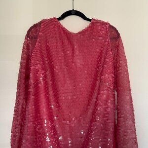 Anthropologie Sequin Drape-Back Mini Dress